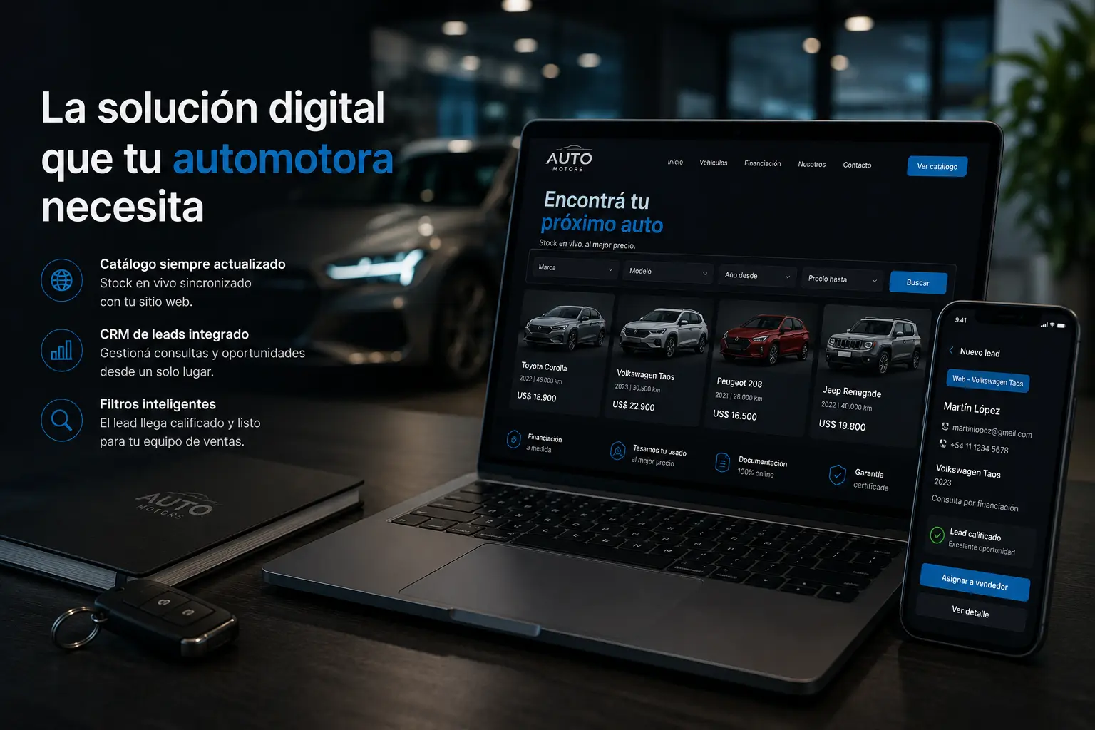 Página web y sistema para automotoras