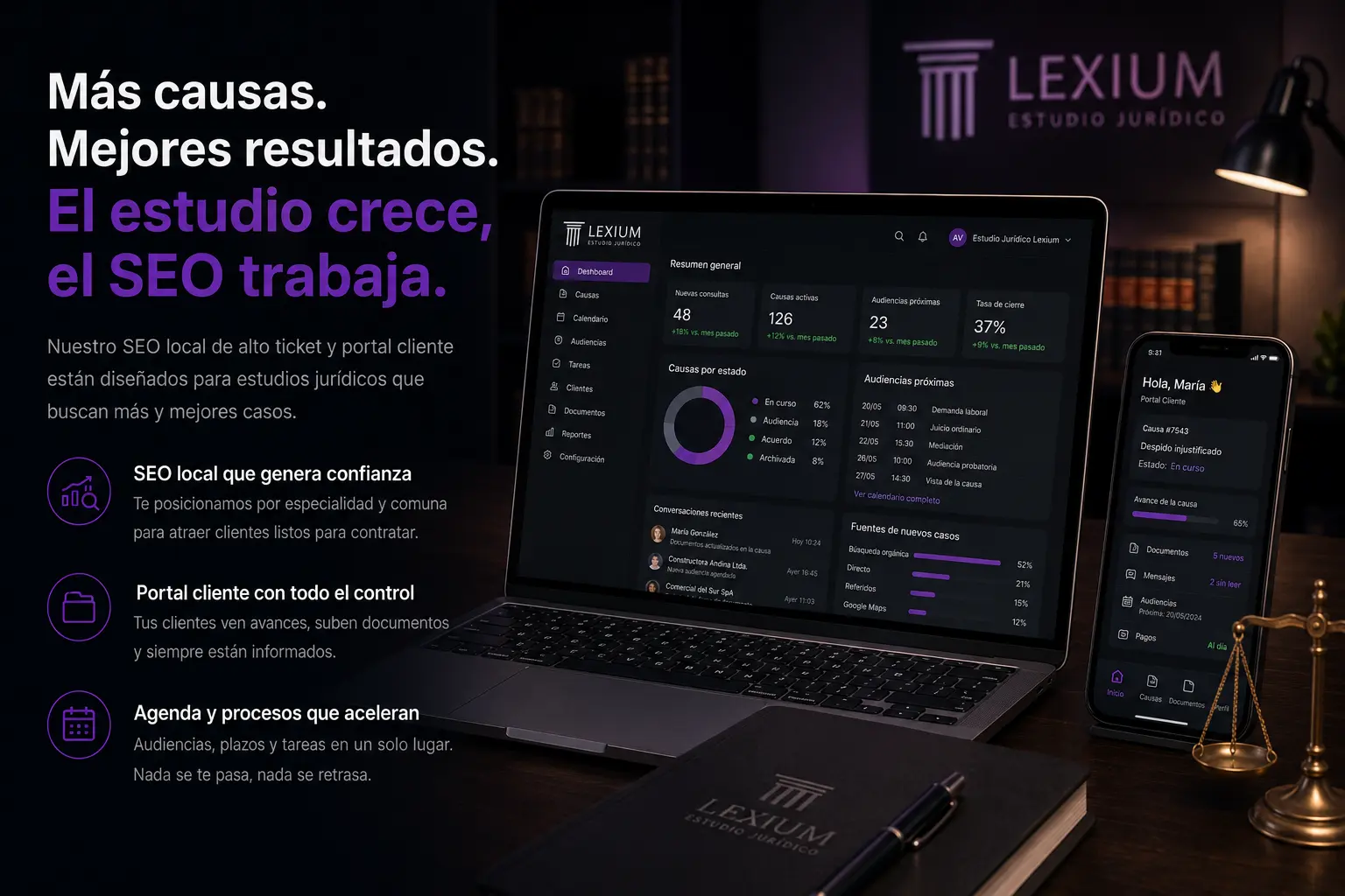 Página web y sistema para estudios jurídicos