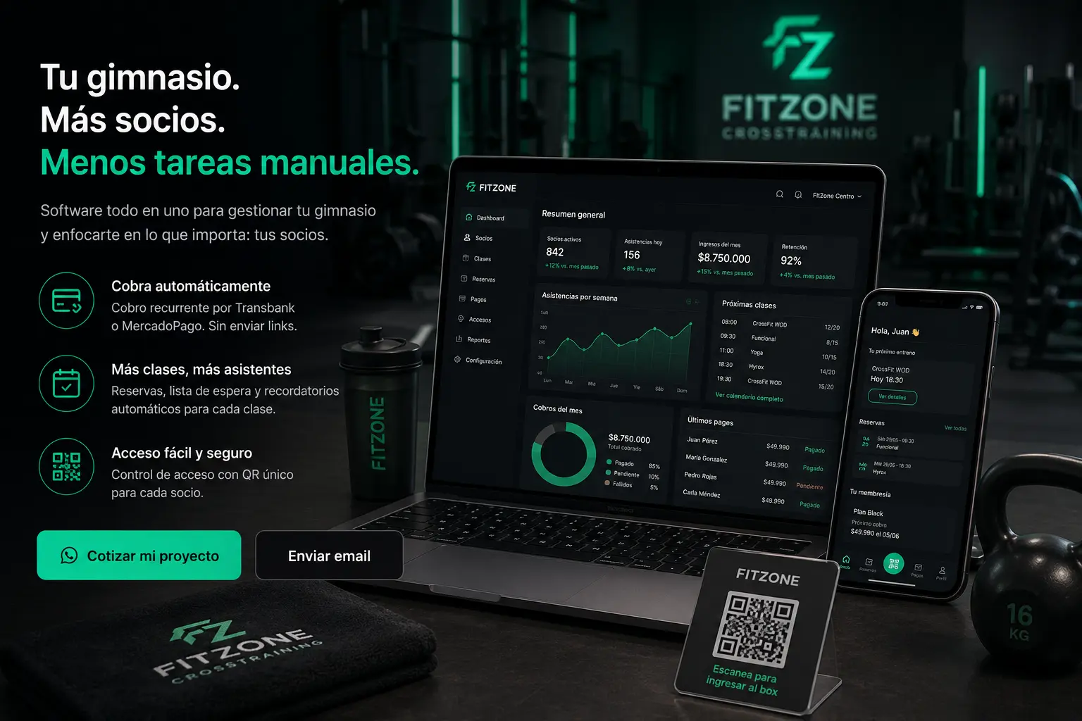 Página web y sistema para gimnasios